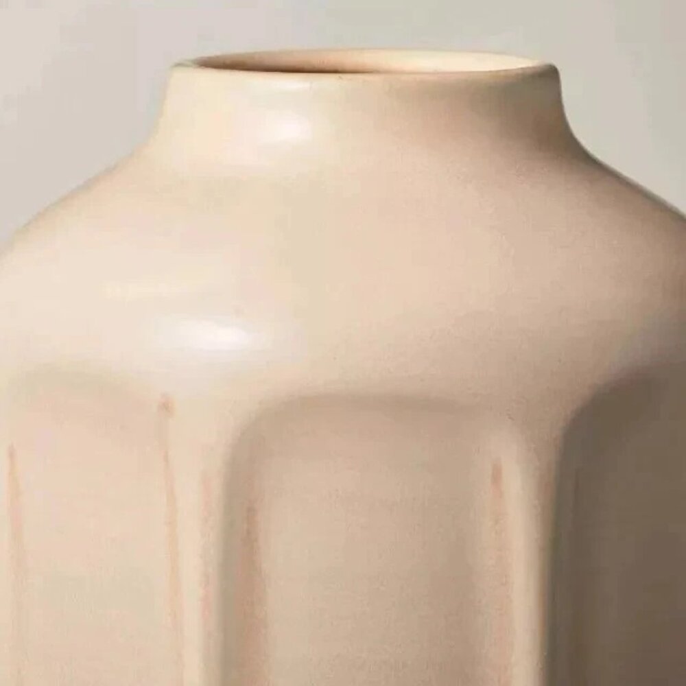 Lot of 2 - 13" Faceted Ceramic Vase Sunset Taupe - Hearth & Hand with Magnolia - Picture 11 of 11